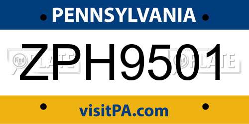 ZPH9501 Pennsylvania License Plate