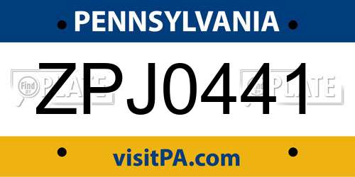 ZPJ0441 Pennsylvania License Plate