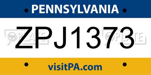 ZPJ1373 Pennsylvania License Plate