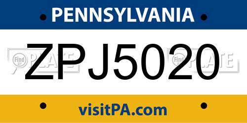 ZPJ5020 Pennsylvania License Plate