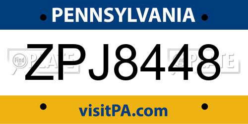 ZPJ8448 Pennsylvania License Plate