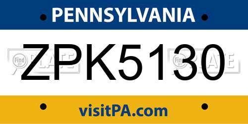 ZPK5130 Pennsylvania License Plate
