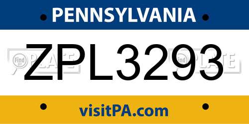 ZPL3293 Pennsylvania License Plate
