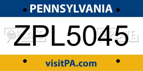 ZPL5045 Pennsylvania License Plate