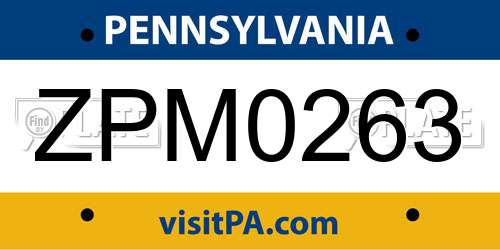 ZPM0263 Pennsylvania License Plate