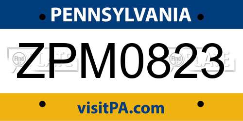 ZPM0823 Pennsylvania License Plate