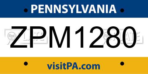 ZPM1280 Pennsylvania License Plate