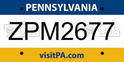 ZPM2677 Pennsylvania License Plate