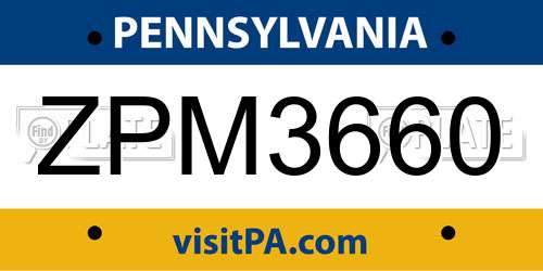 ZPM3660 Pennsylvania License Plate