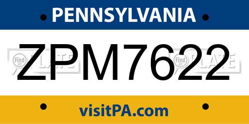 ZPM7622 Pennsylvania License Plate