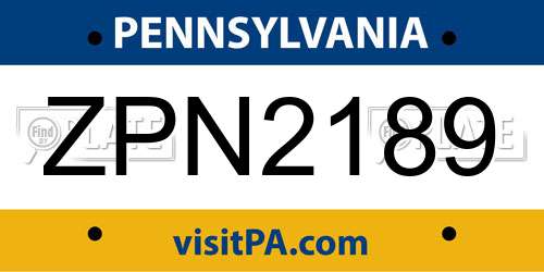 ZPN2189 Pennsylvania License Plate