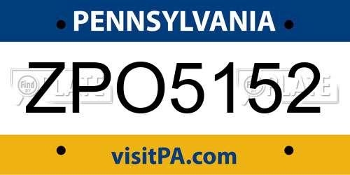 ZPO5152 Pennsylvania License Plate