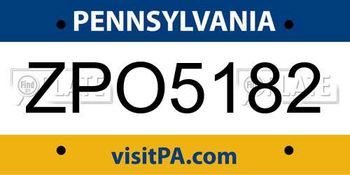 ZPO5182 Pennsylvania License Plate