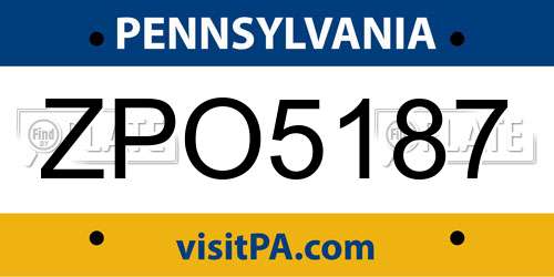 ZPO5187 Pennsylvania License Plate