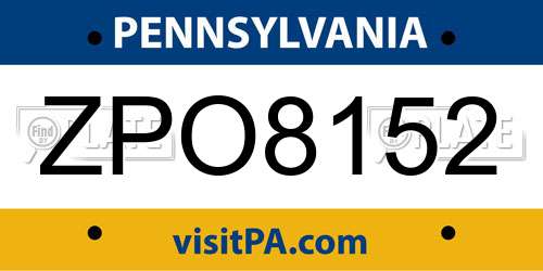 ZPO8152 Pennsylvania License Plate