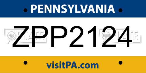 ZPP2124 Pennsylvania License Plate