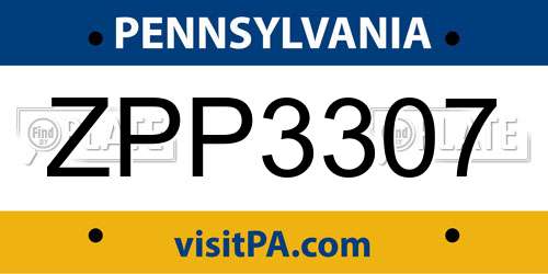 ZPP3307 Pennsylvania License Plate