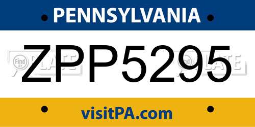 ZPP5295 Pennsylvania License Plate