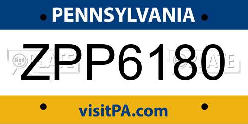 ZPP6180 Pennsylvania License Plate