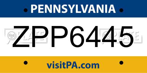 ZPP6445 Pennsylvania License Plate