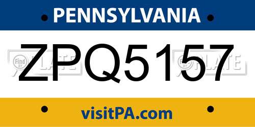 ZPQ5157 Pennsylvania License Plate