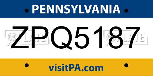 ZPQ5187 Pennsylvania License Plate