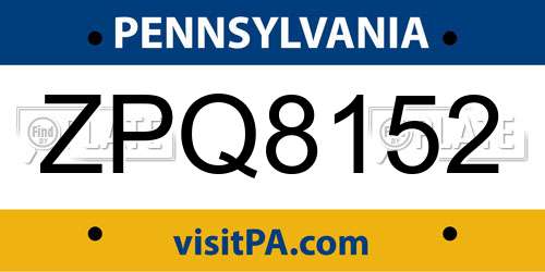 ZPQ8152 Pennsylvania License Plate