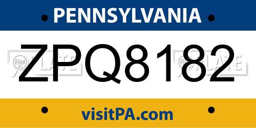ZPQ8182 Pennsylvania License Plate