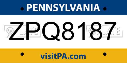 ZPQ8187 Pennsylvania License Plate