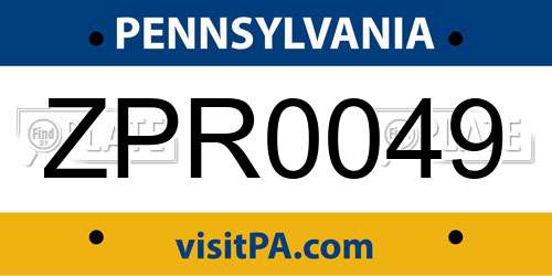 ZPR0049 Pennsylvania License Plate