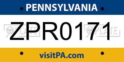 ZPR0171 Pennsylvania License Plate