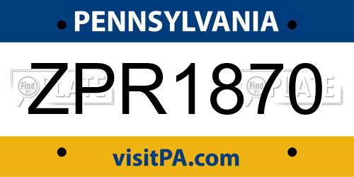ZPR1870 Pennsylvania License Plate