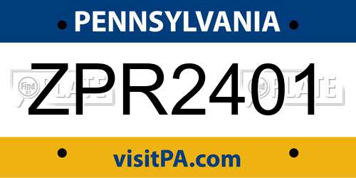 ZPR2401 Pennsylvania License Plate