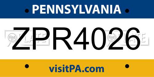 ZPR4026 Pennsylvania License Plate