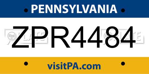 ZPR4484 Pennsylvania License Plate