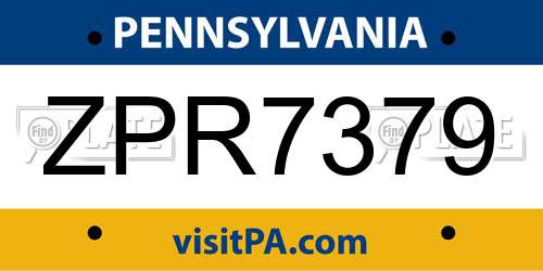ZPR7379 Pennsylvania License Plate