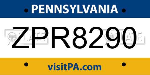 ZPR8290 Pennsylvania License Plate