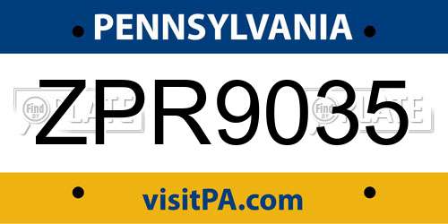 ZPR9035 Pennsylvania License Plate