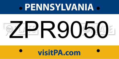 ZPR9050 Pennsylvania License Plate