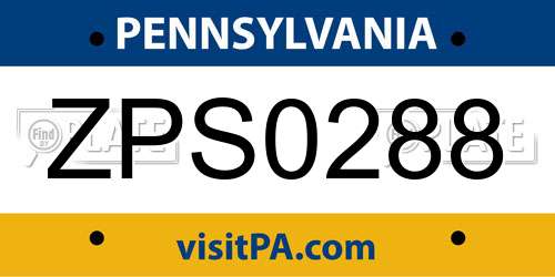 ZPS0288 Pennsylvania License Plate