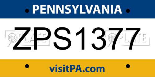 ZPS1377 Pennsylvania License Plate