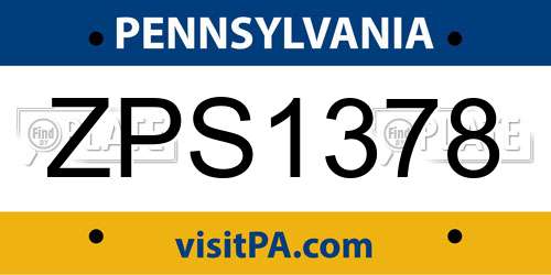ZPS1378 Pennsylvania License Plate