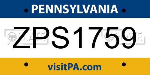 ZPS1759 Pennsylvania License Plate