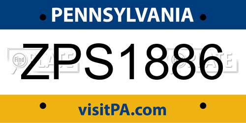 ZPS1886 Pennsylvania License Plate