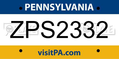 ZPS2332 Pennsylvania License Plate