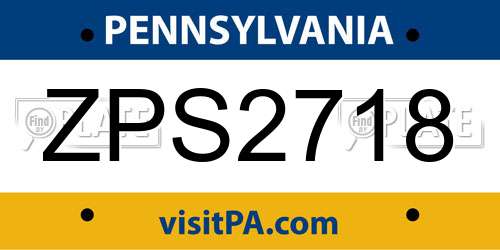 ZPS2718 Pennsylvania License Plate