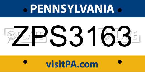 ZPS3163 Pennsylvania License Plate