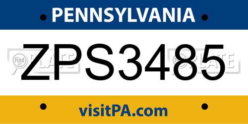 ZPS3485 Pennsylvania License Plate