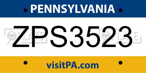 ZPS3523 Pennsylvania License Plate