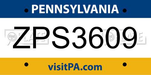 ZPS3609 Pennsylvania License Plate